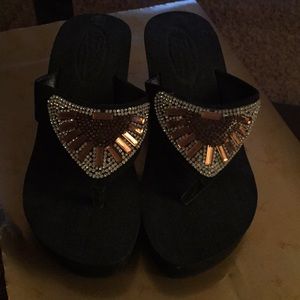 Never worn jeweled wedge sandals